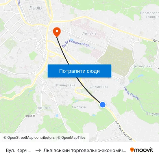 Вул. Керченська to Львівський торговельно-економічний університет map