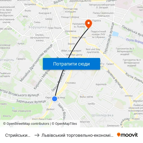 Стрийський Ринок to Львівський торговельно-економічний університет map