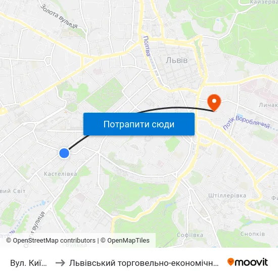 Вул. Київська to Львівський торговельно-економічний університет map