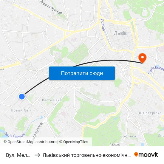 Вул. Мельника to Львівський торговельно-економічний університет map