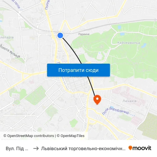 Вул. Під Дубом to Львівський торговельно-економічний університет map