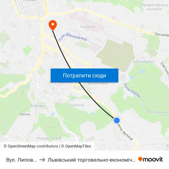 Вул. Липова Алея to Львівський торговельно-економічний університет map
