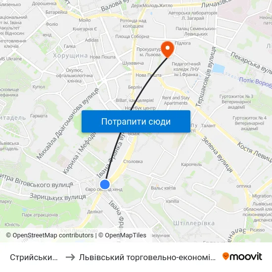 Стрийський Ринок to Львівський торговельно-економічний університет map