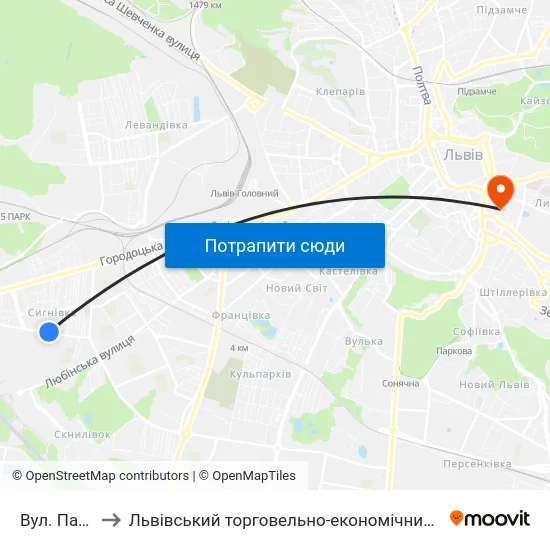 Вул. Патона to Львівський торговельно-економічний університет map