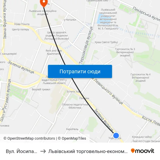 Вул. Йосипа Сліпого to Львівський торговельно-економічний університет map