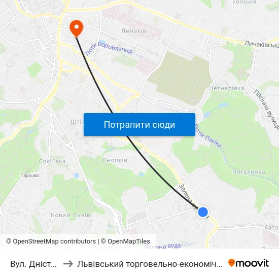 Вул. Дністерська to Львівський торговельно-економічний університет map