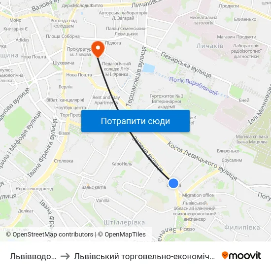 Львівводоканал to Львівський торговельно-економічний університет map