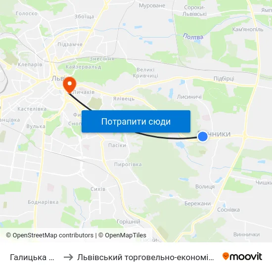 Галицька Лікарня to Львівський торговельно-економічний університет map