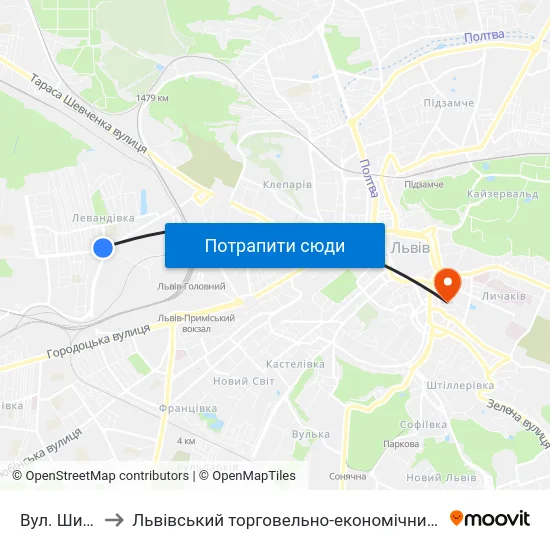 Вул. Широка to Львівський торговельно-економічний університет map