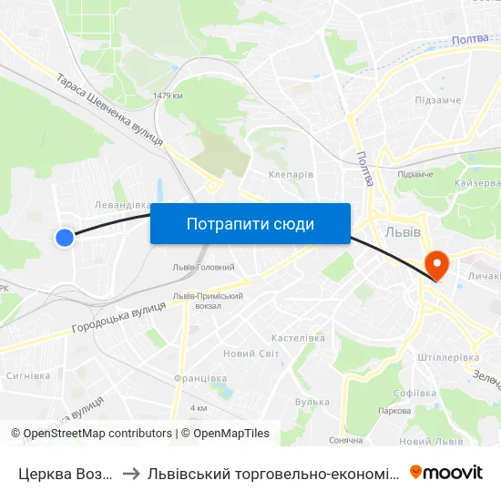 Церква Вознесіння to Львівський торговельно-економічний університет map