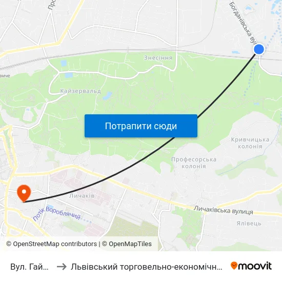 Вул. Гайдучка to Львівський торговельно-економічний університет map