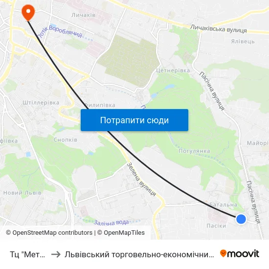 Тц "Метро-2" to Львівський торговельно-економічний університет map