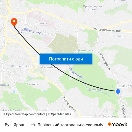 Вул. Ярошинської to Львівський торговельно-економічний університет map