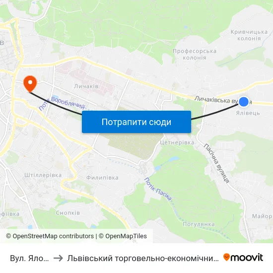 Вул. Яловець to Львівський торговельно-економічний університет map