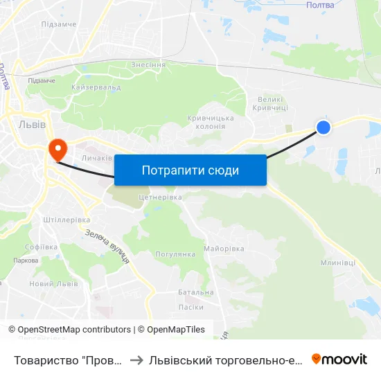 Товариство "Провесінь-Агроінвест" to Львівський торговельно-економічний університет map