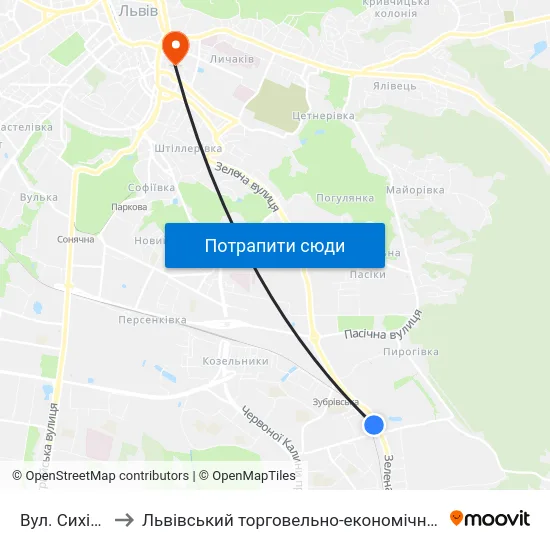 Вул. Сихівська to Львівський торговельно-економічний університет map