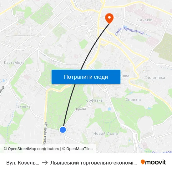 Вул. Козельницька to Львівський торговельно-економічний університет map