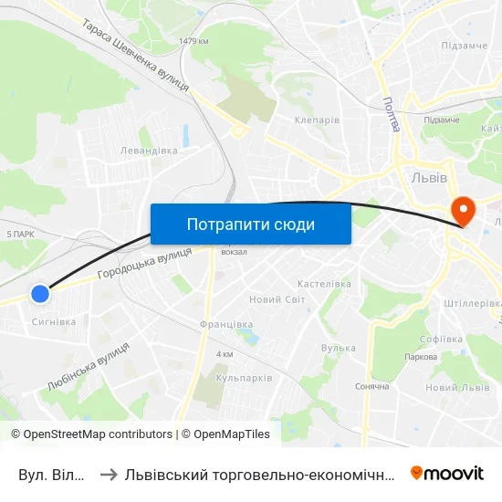 Вул. Вільхова to Львівський торговельно-економічний університет map