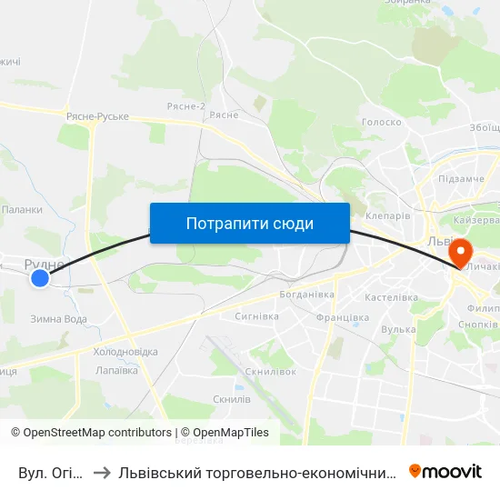 Вул. Огієнка to Львівський торговельно-економічний університет map
