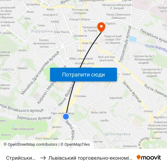 Стрийський Ринок to Львівський торговельно-економічний університет map