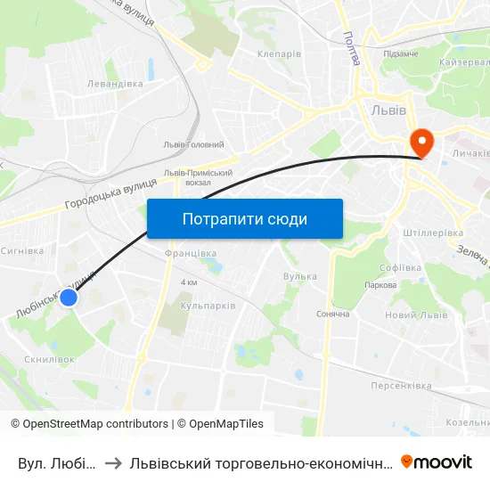 Вул. Любінська to Львівський торговельно-економічний університет map