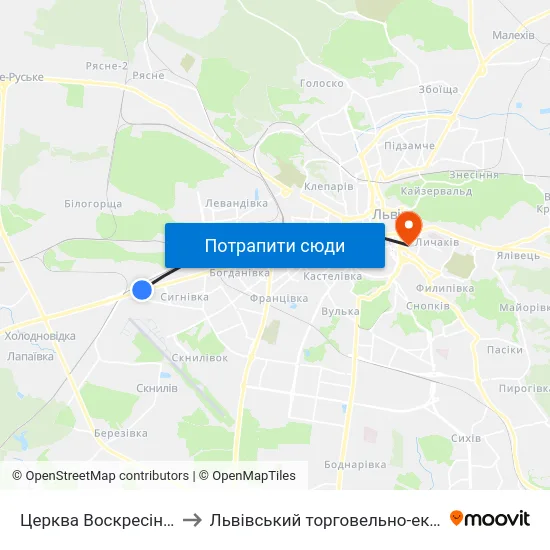Церква Воскресіння Господнього to Львівський торговельно-економічний університет map