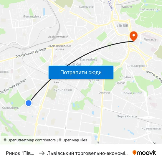 Ринок "Південний" to Львівський торговельно-економічний університет map