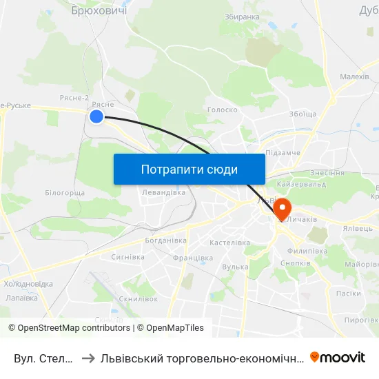 Вул. Стельмаха to Львівський торговельно-економічний університет map