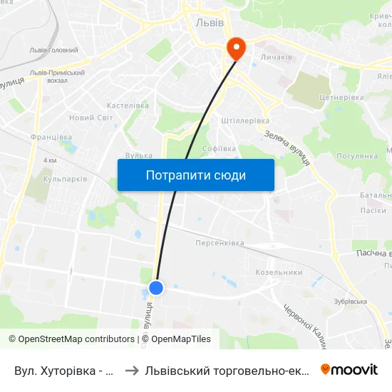 Вул. Хуторівка - Вул. Стрийська to Львівський торговельно-економічний університет map