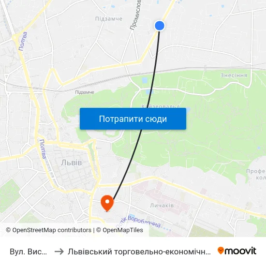 Вул. Височана to Львівський торговельно-економічний університет map