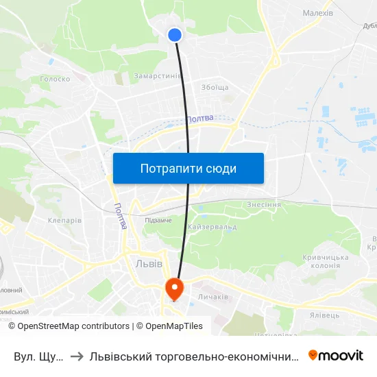 Вул. Щурата to Львівський торговельно-економічний університет map
