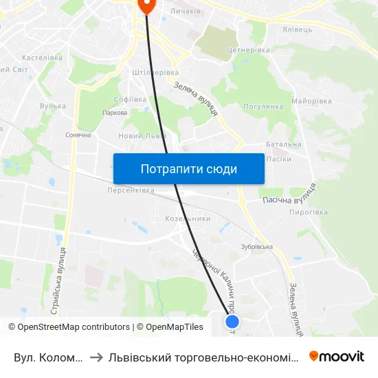 Вул. Коломийська to Львівський торговельно-економічний університет map