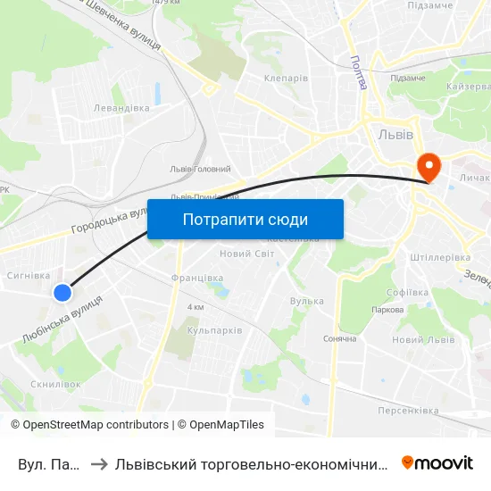 Вул. Патона to Львівський торговельно-економічний університет map