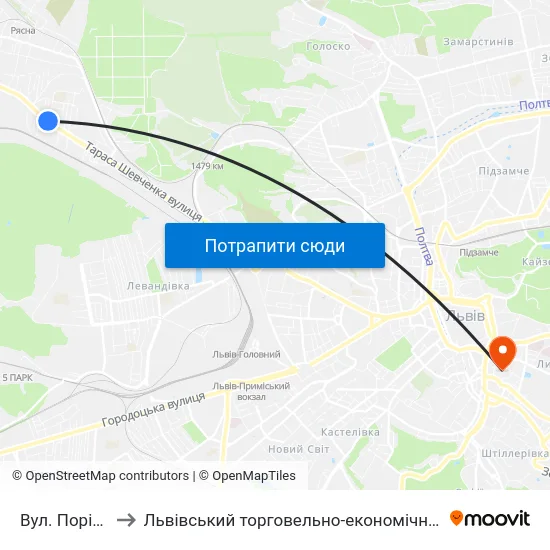 Вул. Порічкова to Львівський торговельно-економічний університет map