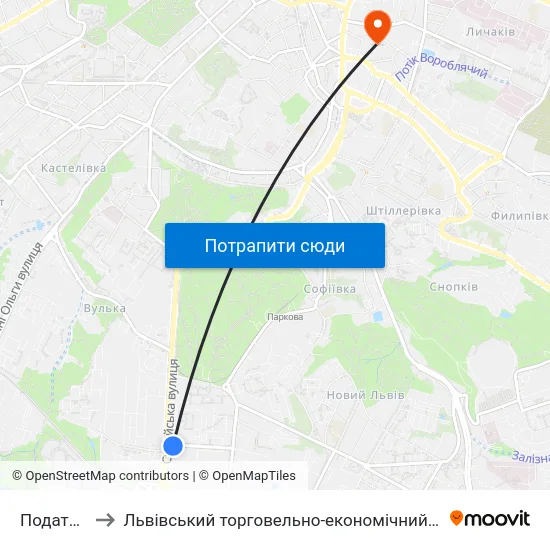 Податкова to Львівський торговельно-економічний університет map