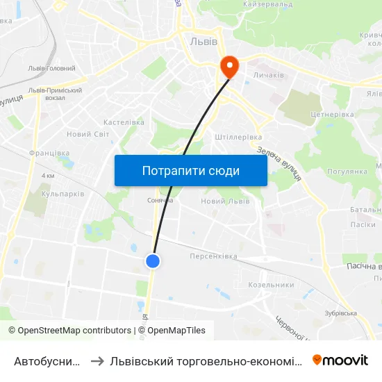 Автобусний Завод to Львівський торговельно-економічний університет map