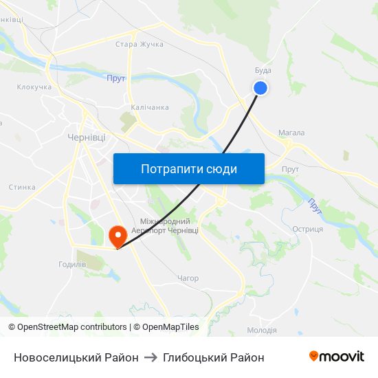 Новоселицький Район to Глибоцький Район map