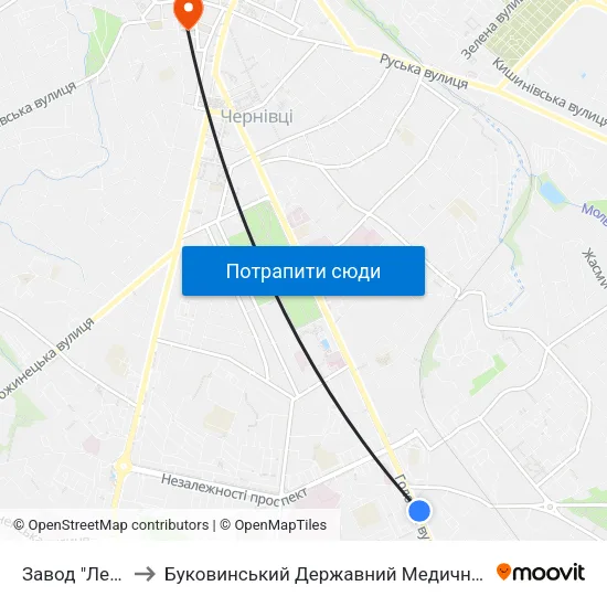 Завод "Легмаш" to Буковинський Державний Медичний Університет map