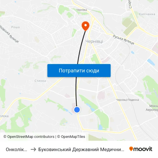 Онколікарня to Буковинський Державний Медичний Університет map