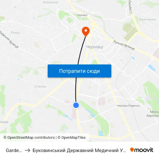Garderob to Буковинський Державний Медичний Університет map