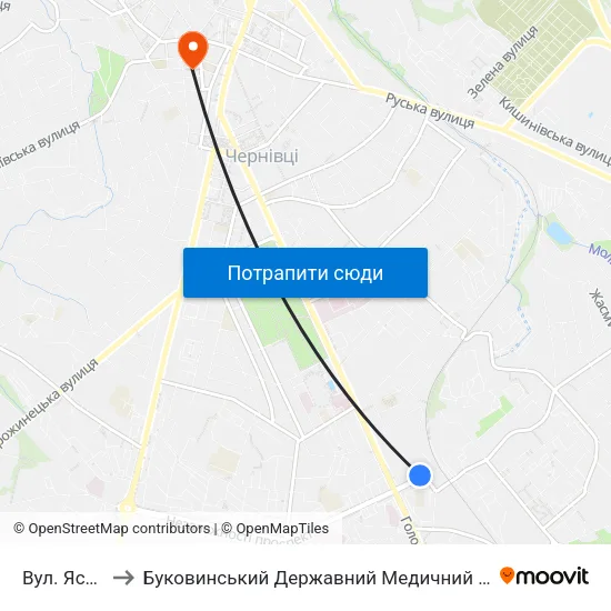 Вул. Ясська to Буковинський Державний Медичний Університет map