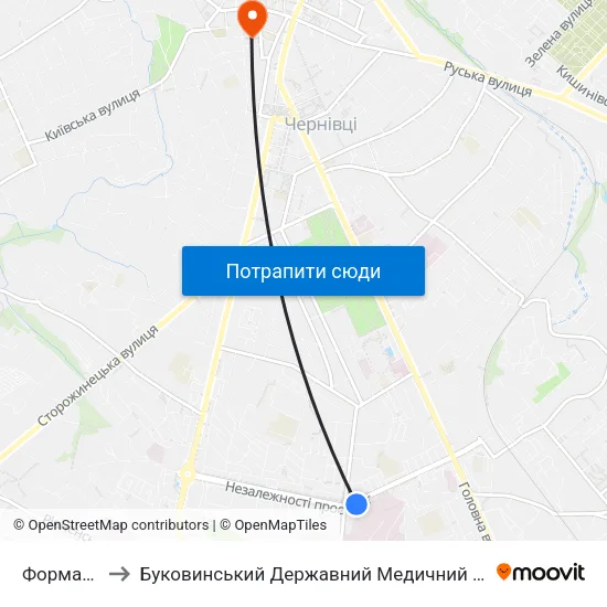 Формаркет to Буковинський Державний Медичний Університет map