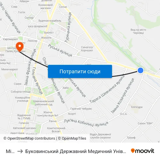 Міст to Буковинський Державний Медичний Університет map