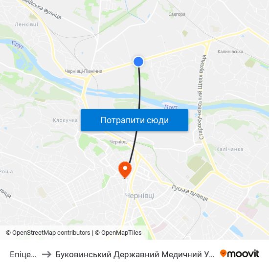 Епіцентр to Буковинський Державний Медичний Університет map