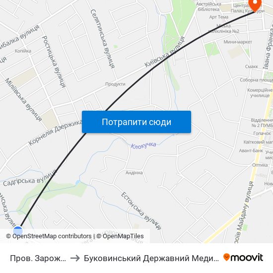 Пров. Зарожанський to Буковинський Державний Медичний Університет map