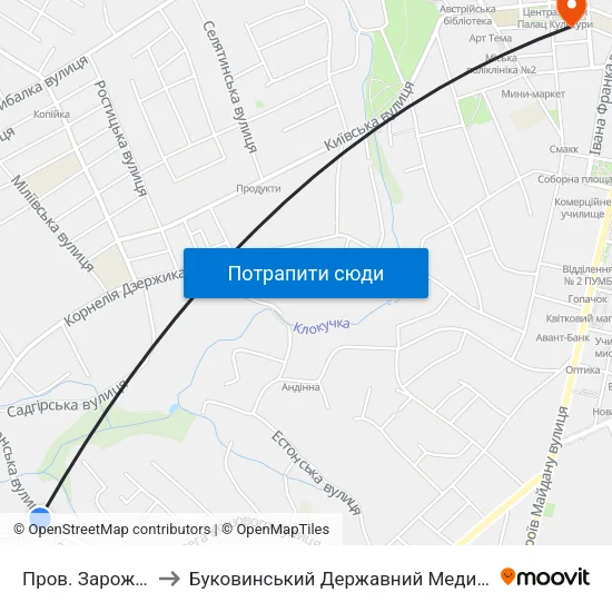 Пров. Зарожанський to Буковинський Державний Медичний Університет map