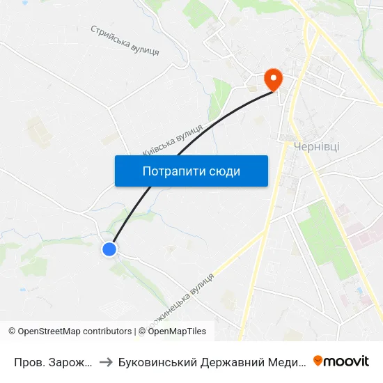 Пров. Зарожанський to Буковинський Державний Медичний Університет map