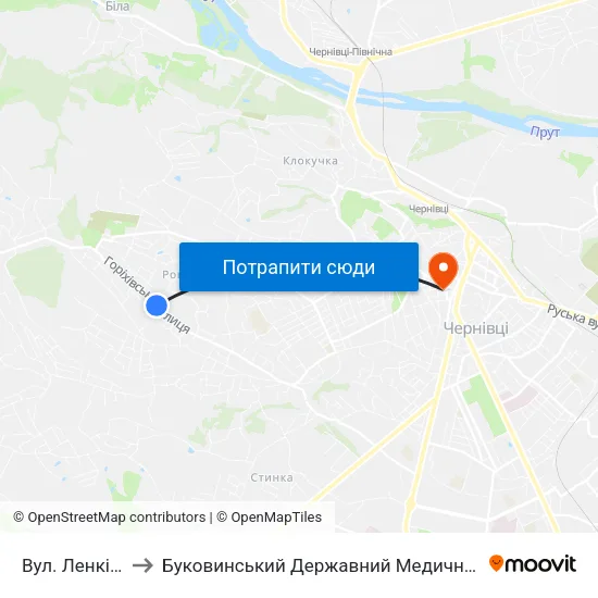 Вул. Ленківська to Буковинський Державний Медичний Університет map