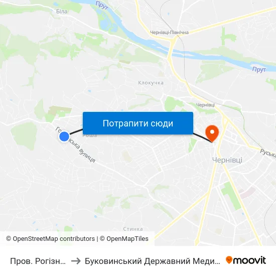 Пров. Рогізнянський to Буковинський Державний Медичний Університет map