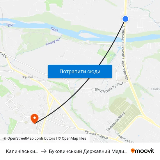 Калинівський Ринок to Буковинський Державний Медичний Університет map